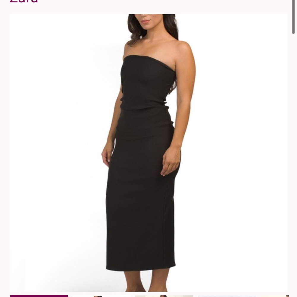 Zara black strapless midi dress S